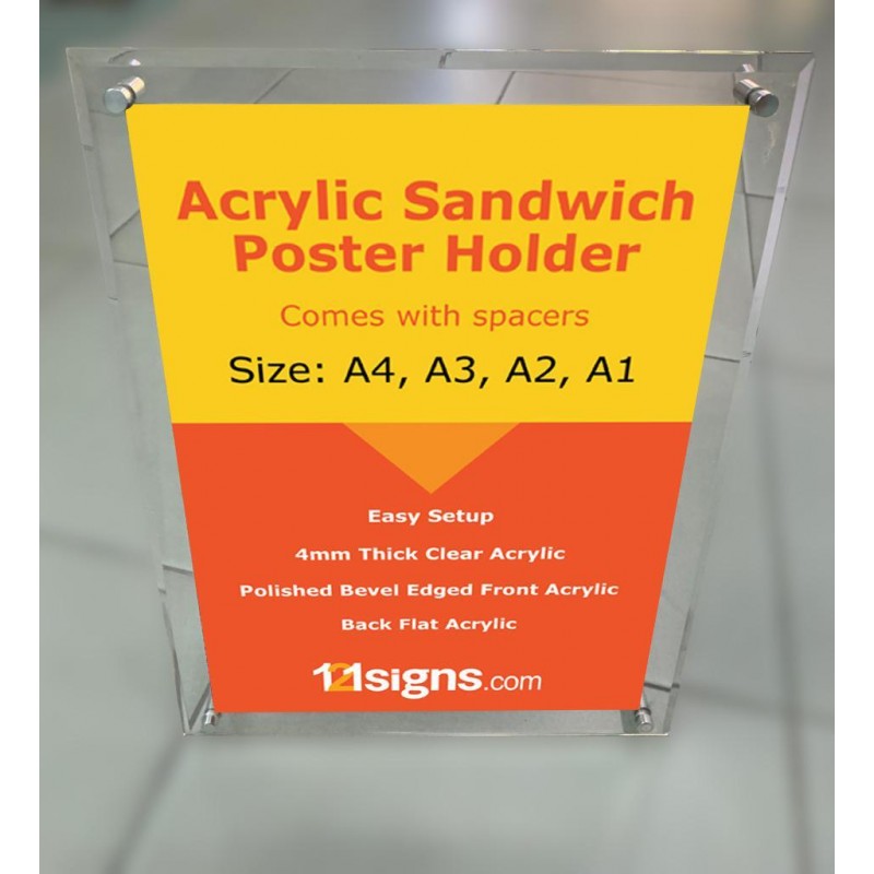 Acrylic Sandwich Poster Holder - A4