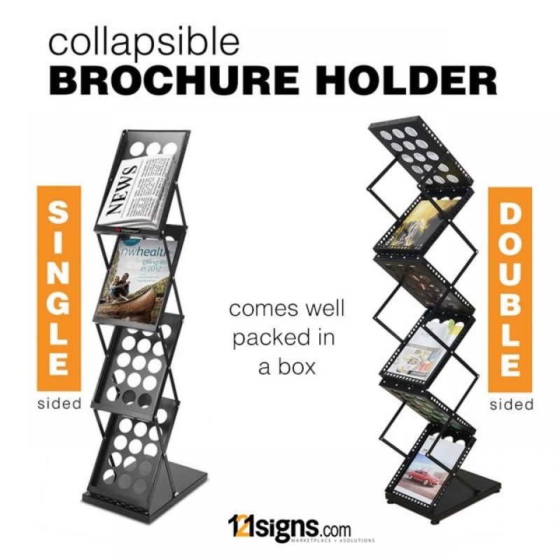 Brochure Holder Stand - BLACK - A4 Size