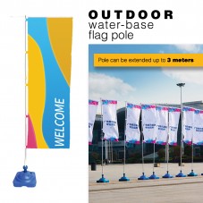 Outdoor Water-Based Flag Pole Stand - White&Blue (Up to 3M)