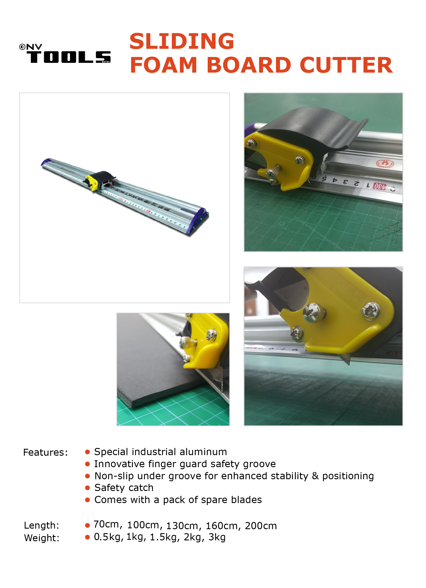 6 Size Sliding KT Board Trimmer Cutting Ruler for PP Paper PVC PET