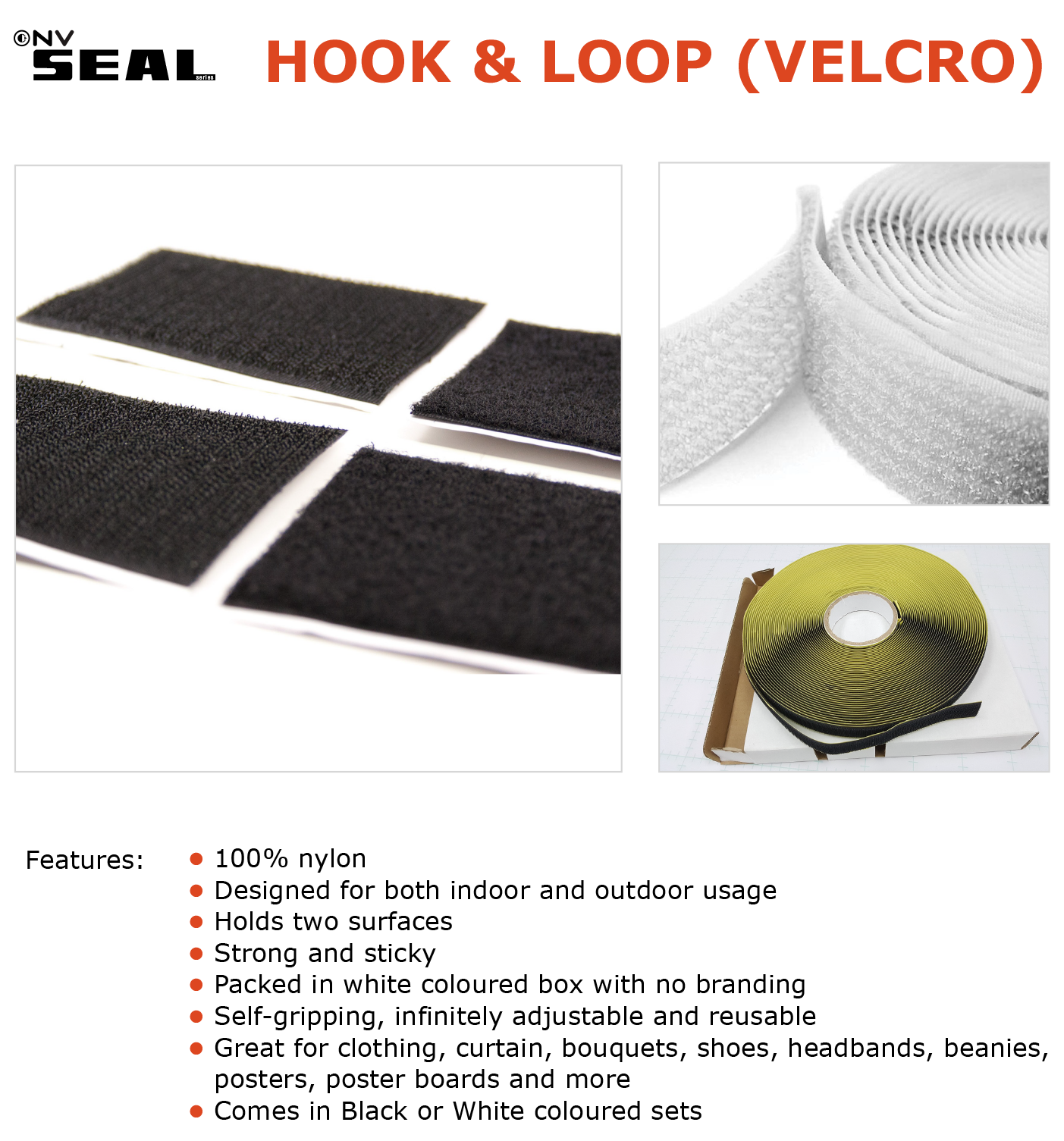 Velcro 25556 25mm x 1m Roll Black Heavy Duty Hook & Loop Fastener Tape